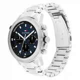 Tommy Hilfiger Troy Chronograph Blue Dial Silver Steel Strap Watch For Men - 1792104