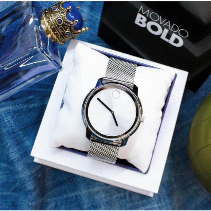 Movado Bold Silver Dial Silver Mesh Bracelet Watch For Women - 3600241