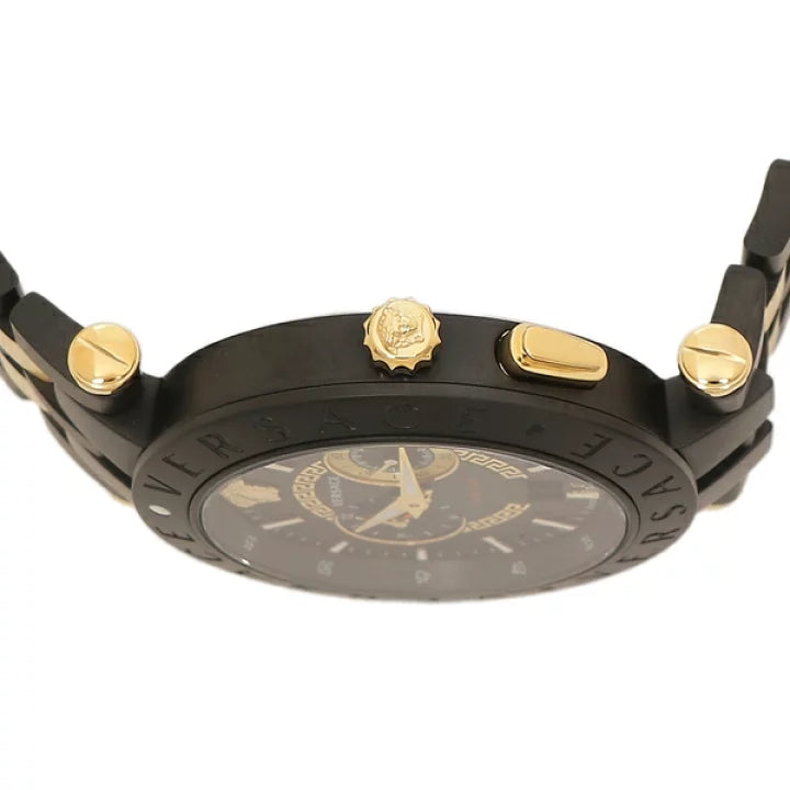 Versace V-Race Analog Quartz Black Dial Two Tone Steel Strap Watch For Men - VEBV00619