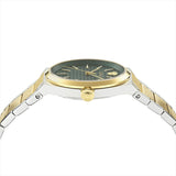 Versace V-Auria Quartz Green Dial Two Tone Steel Strap Watch for Men - VE0F00425