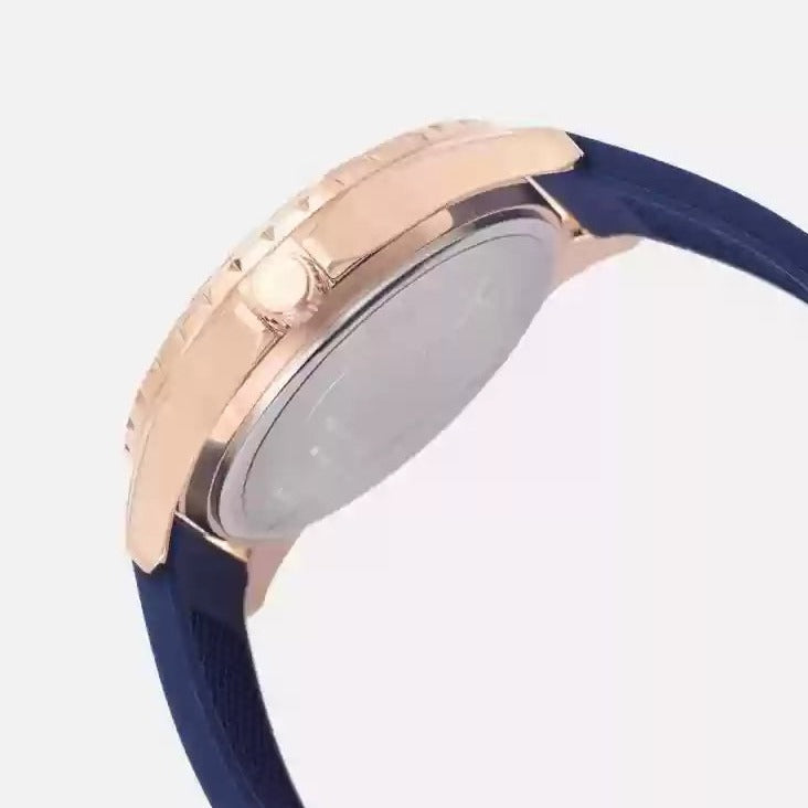 Guess Swirl Analog Quartz White Dial Blue Rubber Strap Watch for Women - W1096L4