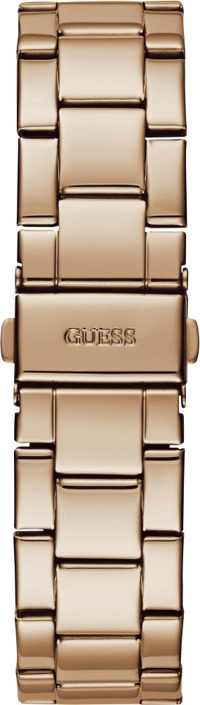 Guess G Twist Diamonds Rose Gold Dial Rose Gold Steel Strap Watch For Women - W1201L3