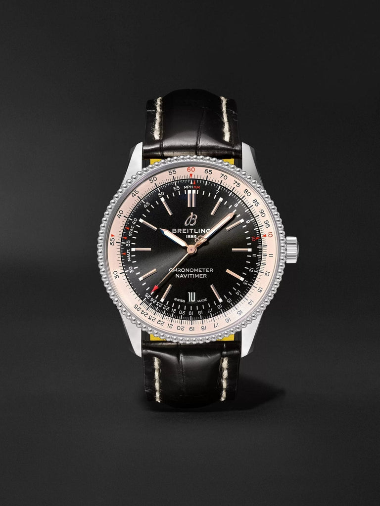 Breitling Navitimer 1 Automatic 41mm Black Dial Black Leather Strap Mens Watch - A17326211B1P2