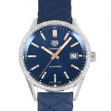 Tag Heuer Carrera Quartz Diamonds Blue Dial Blue Leather Strap Watch for Women - WAR1114.FC6391