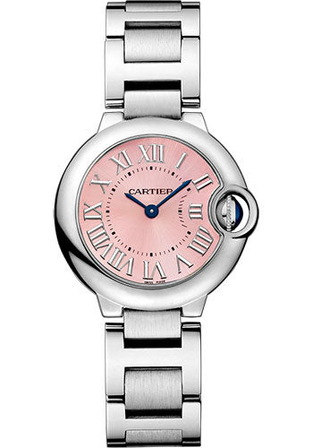 Cartier Ballon Bleu de Cartier Pink Dial Silver Steel Strap Watch for Women - W6920038