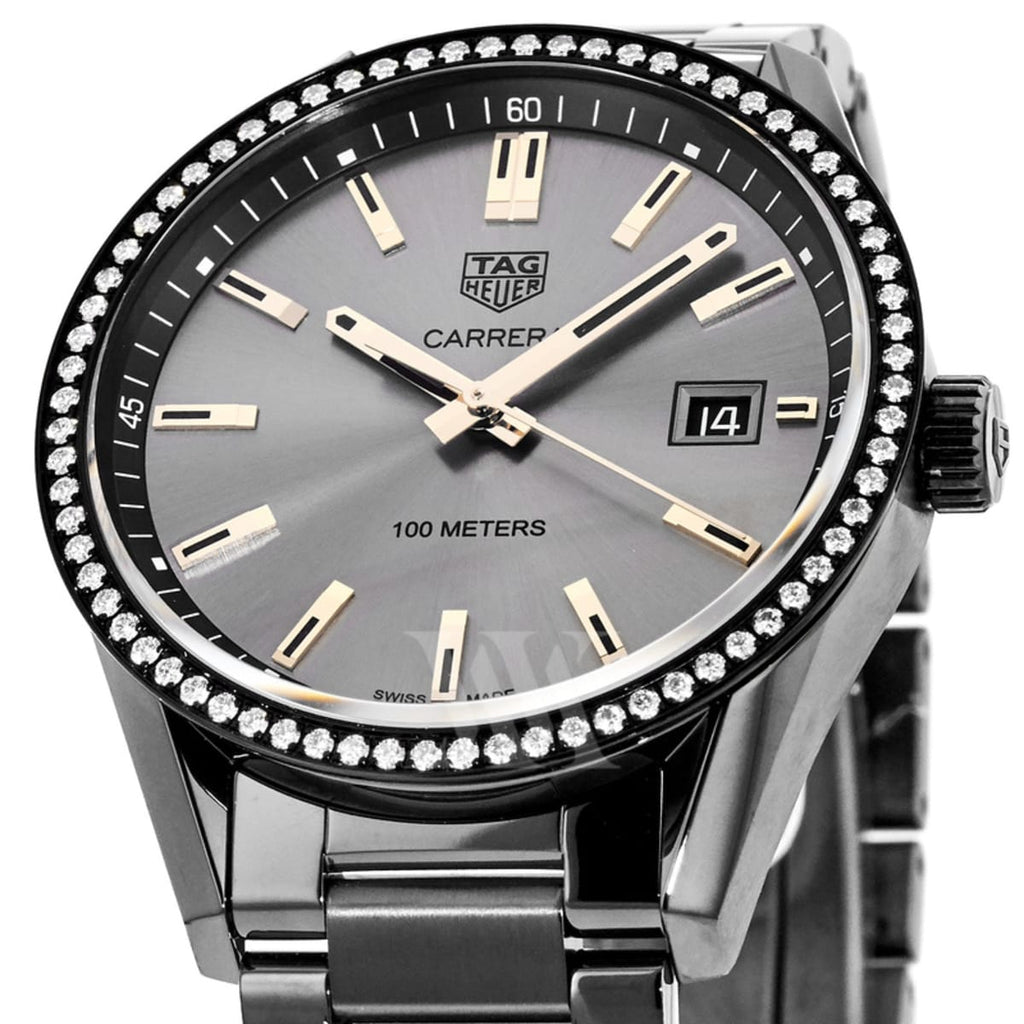 Tag Heuer Carrera Quartz Diamonds Black Dial Black Steel Strap Watch for Women - WAR1115.BA0602