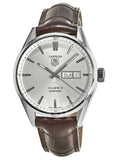 Tag Heuer Carrera Calibre 5 Automatic White Dial Brown Leather Strap Watch for Men - WAR201B.FC6291