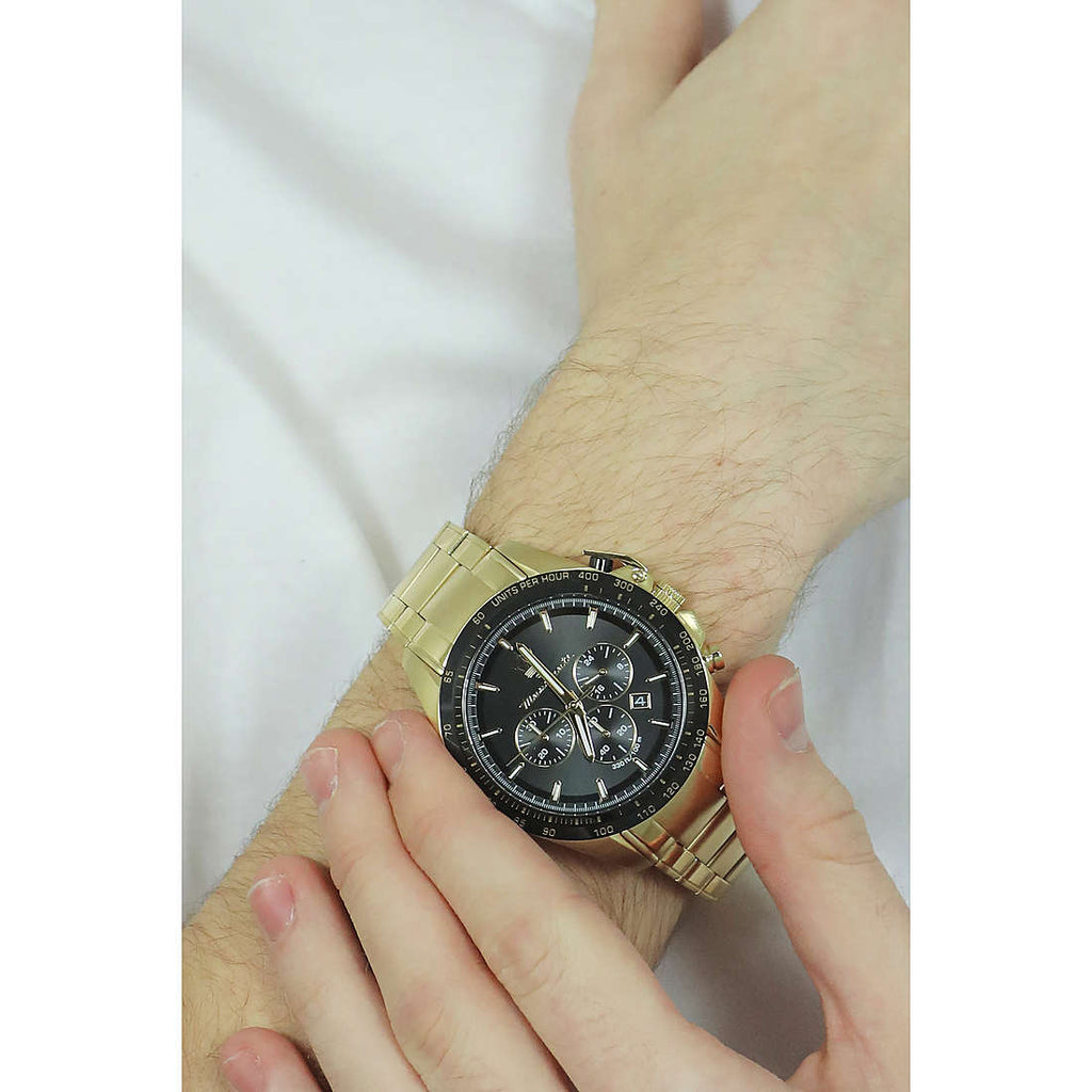 Maserati Traguardo Chronograph Black Dial Gold Steel Strap Watch For Men - R8873612041