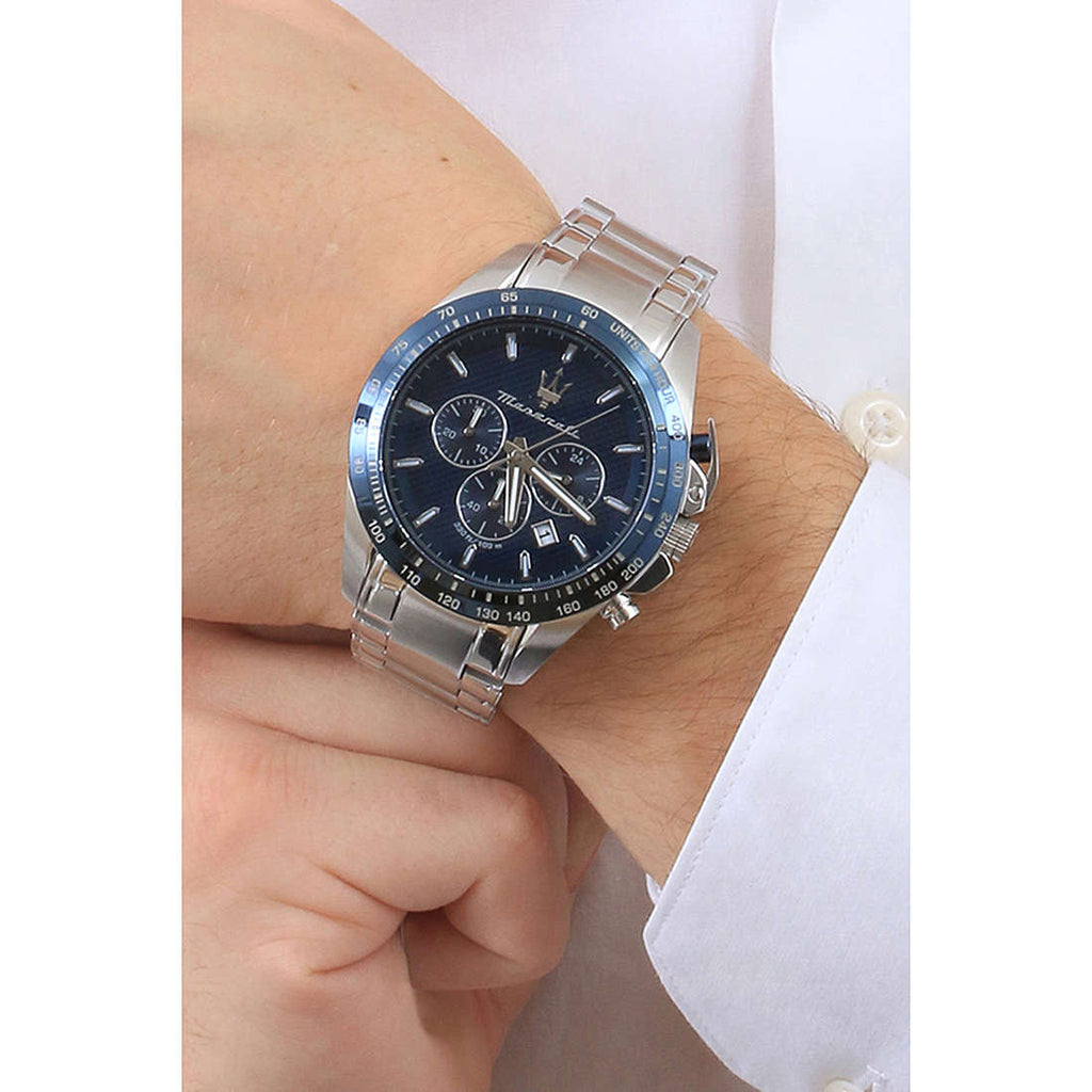 Maserati Traguardo Chronograph Blue Dial 45mm Stainless Steel Watch For Men - R8873612043