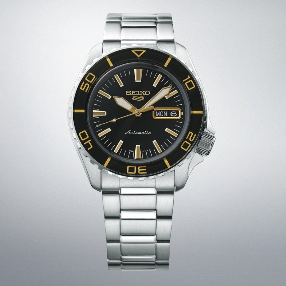 Seiko 5 Sport Automatic SKX Series Black Dial Silver Steel Strap Watch for Men - SRPK99K1