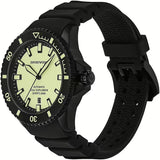 Emporio Armani Sea Explorer Automatic Yellow Dial Black Silicone Strap Watch For Men - AR60085