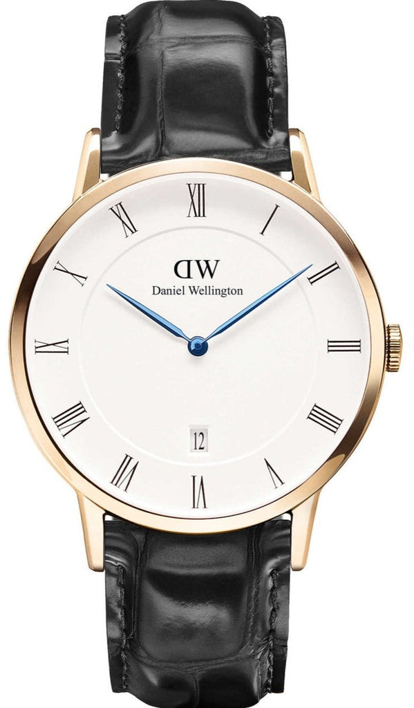 Daniel Wellington Dapper Reading White Dial Black Leather Strap Watch For Men - DW00100107