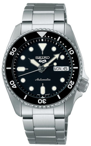 Seiko 5 Sports SKX Automatic Black Dial Silver Steel Strap Watch For Men - SRPK29K1