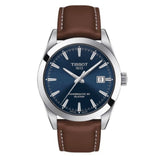 Tissot Gentlemen Powermatic 80 Silicium Blue Dial Brown Leather Strap Watch For Men - T127.407.16.041.00