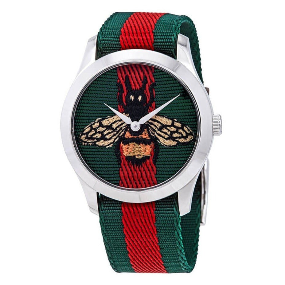 Gucci Le Marche des Merveilles Red & Green Dial Red & Green Nylon Strap Unisex Watch - YA1264060