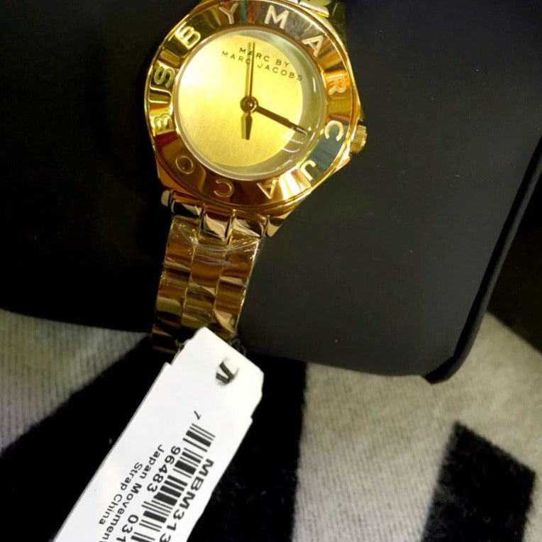 Marc Jacobs Blade Gold Dial Gold Steel Strap Watch for Women - MBM3126