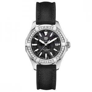Tag Heuer Aquaracer Diamonds Mother of Pearl Black Dial Black Nylon Strap Watch for Women - WAY131P.FT6092