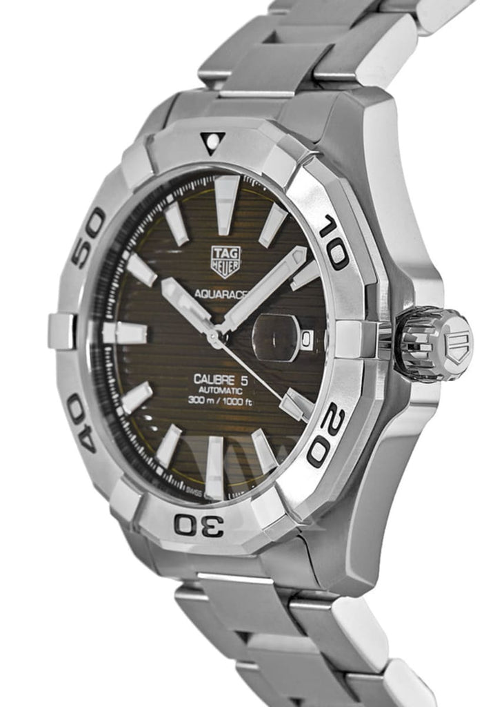 Tag Heuer Aquaracer Calibre 5 Automatic Sunray Brown Dial Silver Steel Strap Watch for Men - WAY2018.BA0927