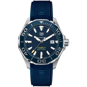 Tag Heuer Aquaracer Calibre 5 Automatic Blue Dial Blue Rubber Strap Watch for Men - WAY201B.FT6150