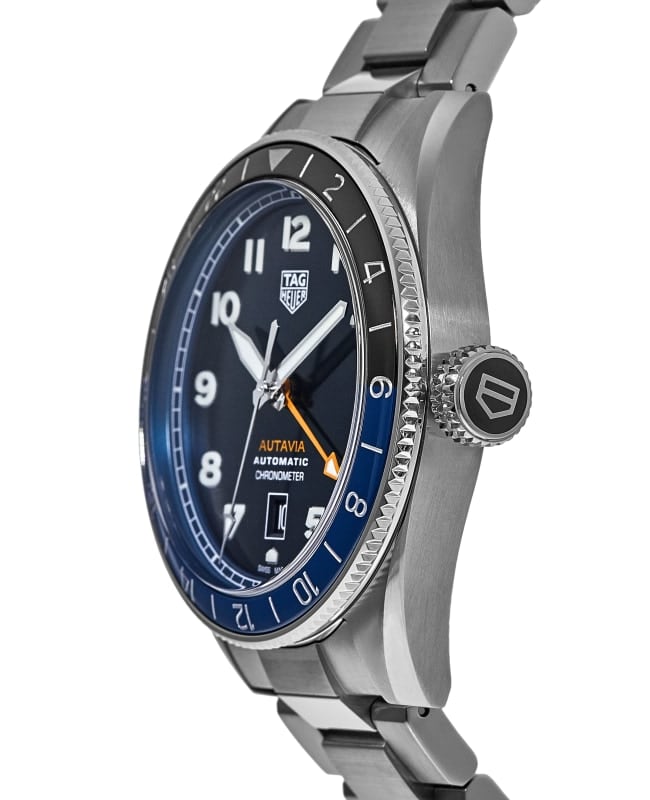 Tag Heuer Autavia Cosc GMT Automatic Blue Dial Silver Steel Strap Watch for Men - WBE511A.BA0650