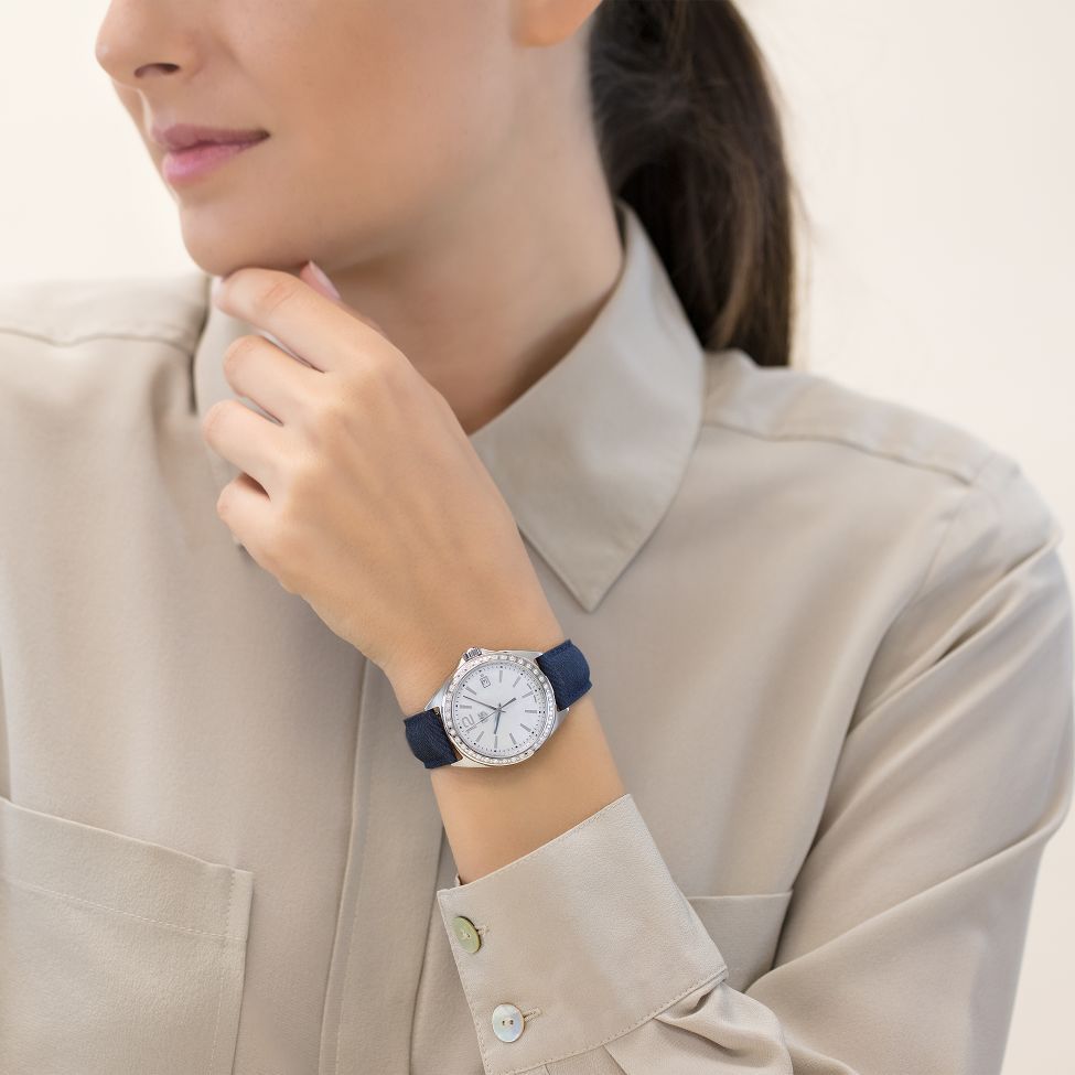 Tag Heuer Formula 1 Quartz Diamonds Mother of Pearl Dial Blue Leather Strap Watch for Women - WBJ131A.FC8251