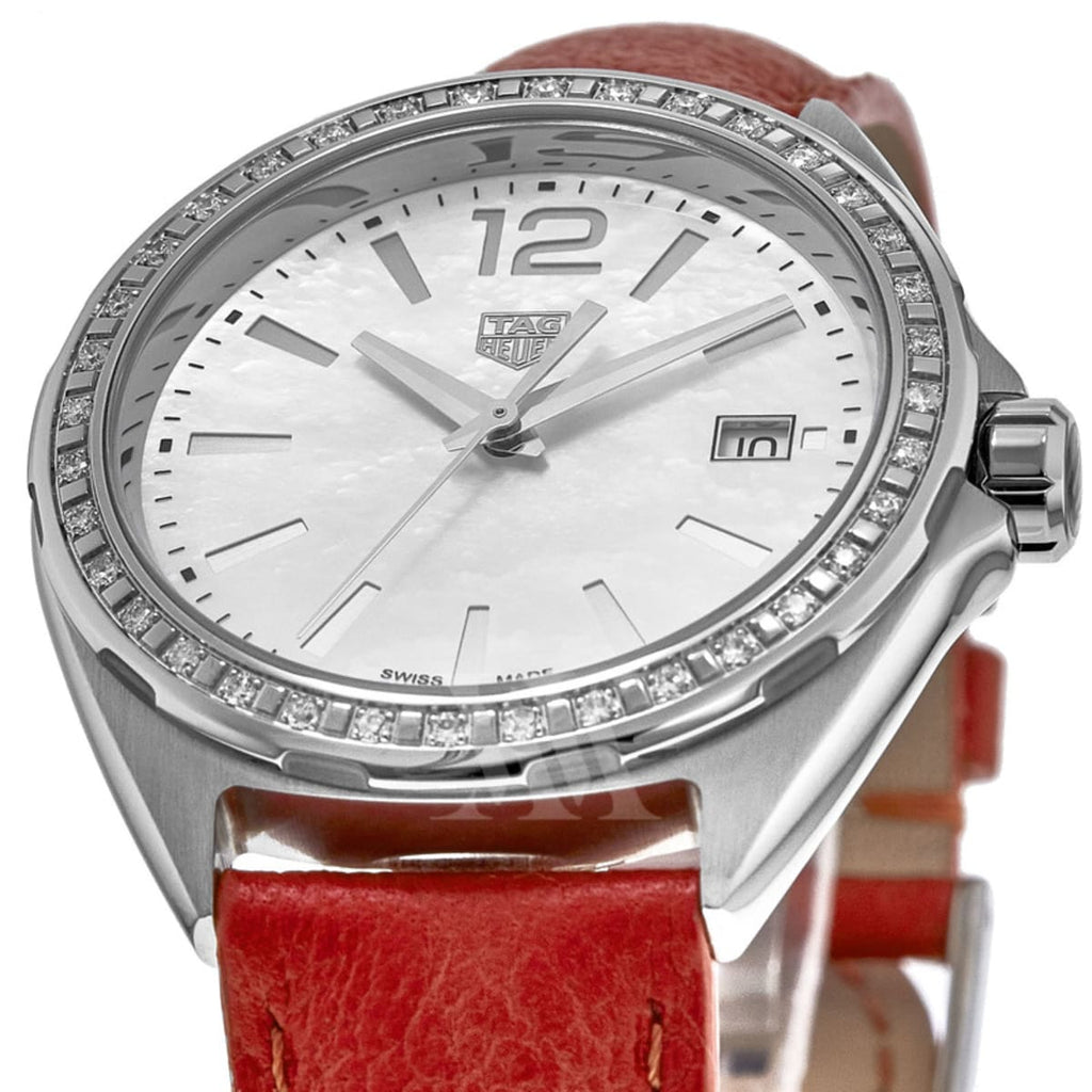 Tag Heuer Formula 1 Quartz Diamonds Mother of Pearl Dial Orange Leather Strap Watch for Women - WBJ131A.FC8250