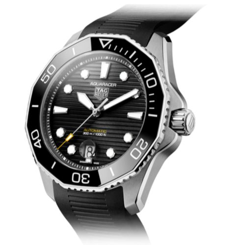 Tag Heuer Aquaracer Professional 300 Automatic Black Dial Black Rubber Strap Watch for Men - WBP201A.FT6197