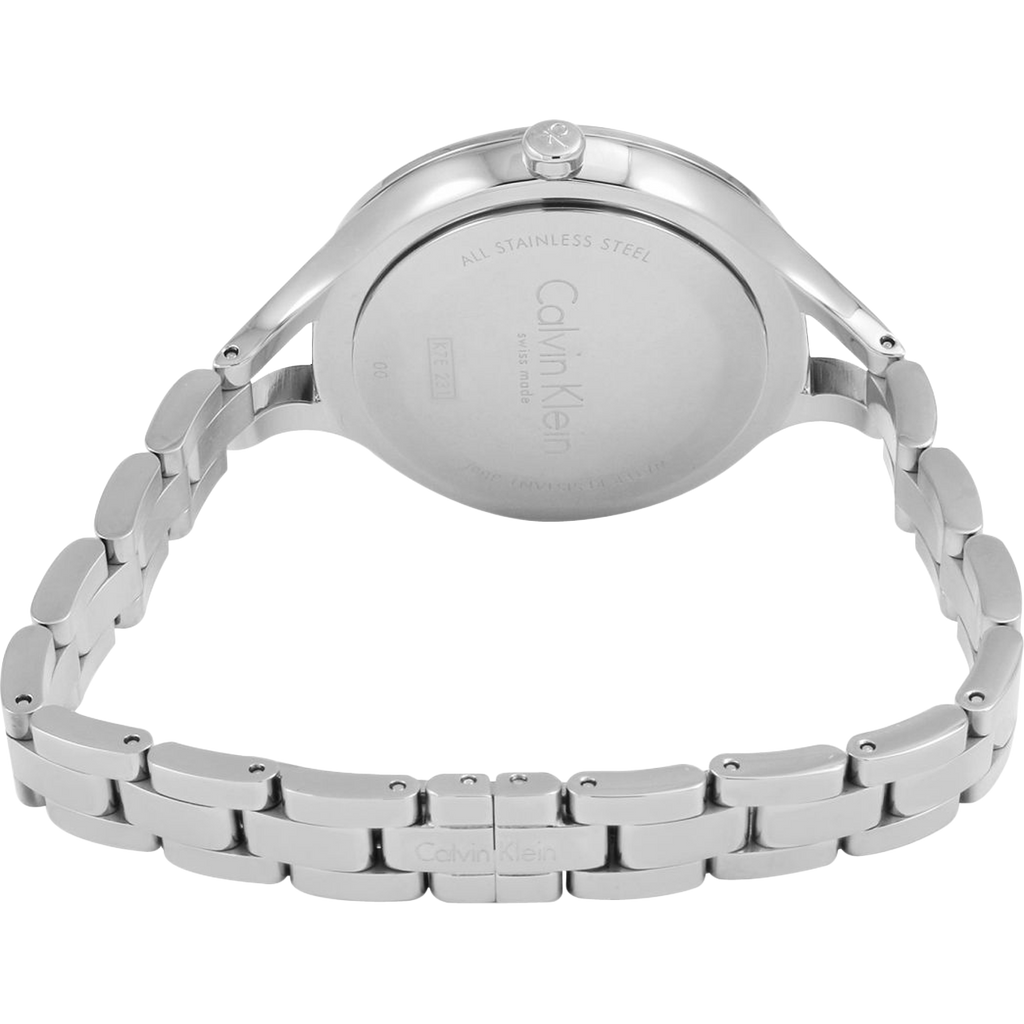 Calvin Klein Graphic White Dial Silver Steel Strap Watch for Women - K7E23146