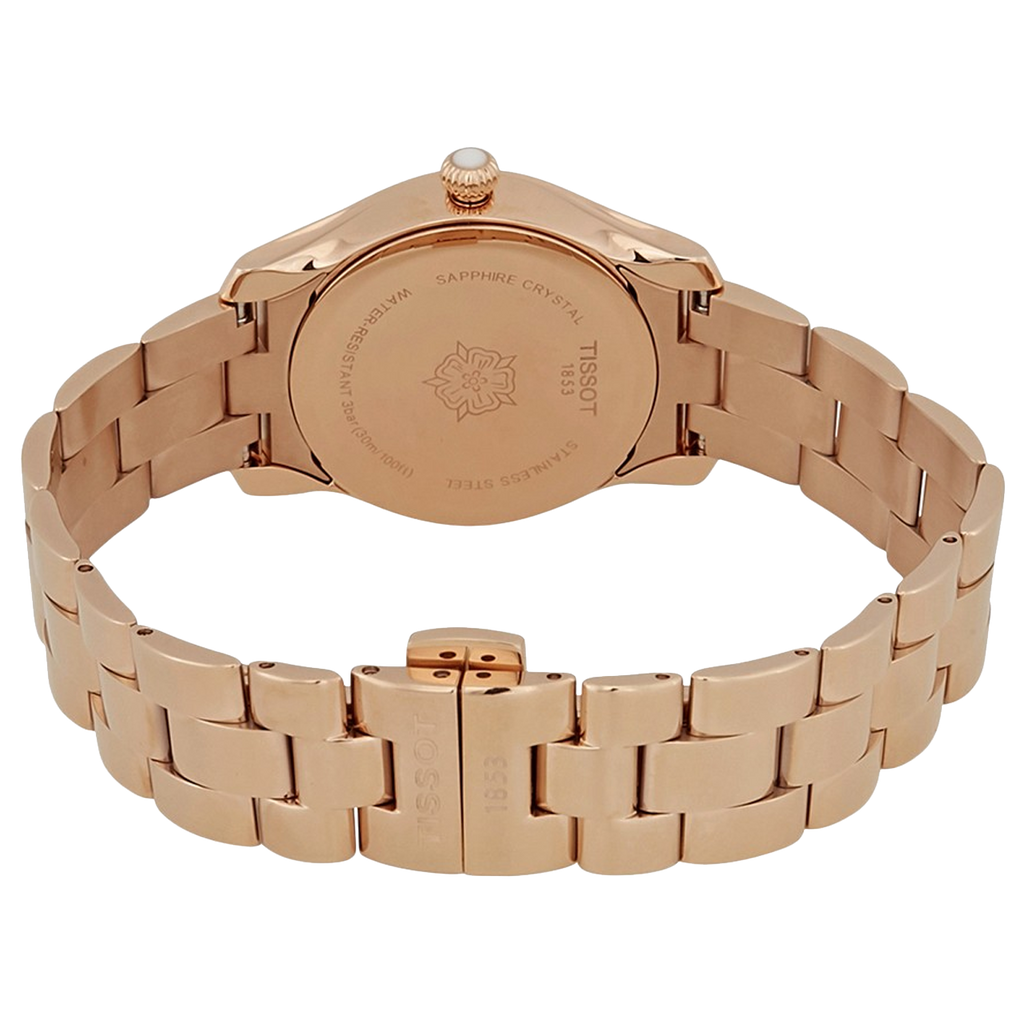 Tissot T Wave Anthracite Dial Rose Gold Steel Strap Watch For Women - T112.210.33.061.00