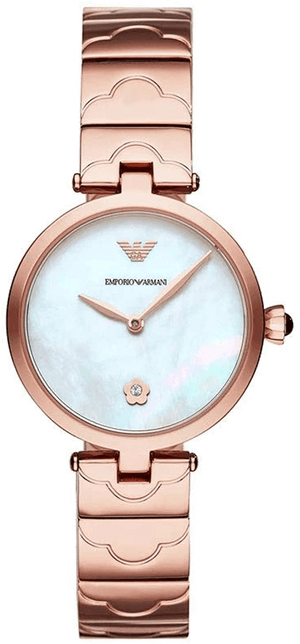 Emporio Armani Mother of Pearl Dial Rose Gold Steel Strap Watch For Women - AR11236