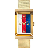 Gucci G-Frame Mother of Pearl Dial Yellow Gold Mesh Bracelet Watch For Women - YA147410