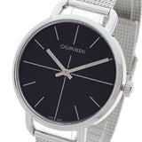 Calvin Klein Even Black Dial Silver Mesh Bracelet Watch for Women - K7B23121