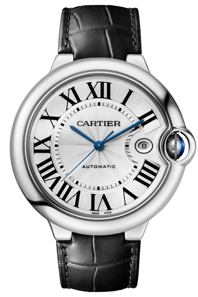 Cartier Ballon Bleu De Cartier Silver Dial Black Leather Strap Watch for Women - WSBB0030