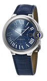 Cartier Ballon Bleu De Cartier Blue Dial Blue Leather Strap Watch for Men - WSBB0027