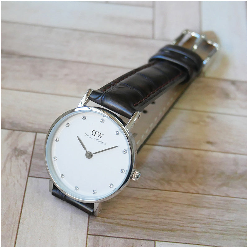 Daniel Wellington York White Dial Brown Leather Strap Watch For Women - DW00100069