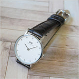Daniel Wellington York White Dial Brown Leather Strap Watch For Women - DW00100069