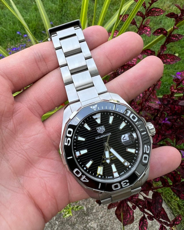 Tag Heuer Aquaracer Black Dial Silver Steel Strap Strap Watch for Men - WAY201A.BA0927