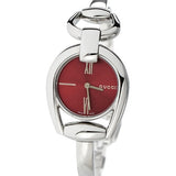 Gucci Horsebit Quartz Red Dial Silver Steel Strap Watch For Women - YA139502