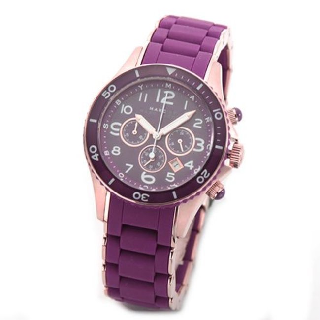 Marc Jacobs Rock Chronograph Purple Dial Purple Silicone Strap Watch for Women - MBM2576