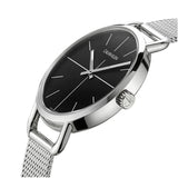 Calvin Klein Even Black Dial Silver Mesh Bracelet Watch for Women - K7B23121