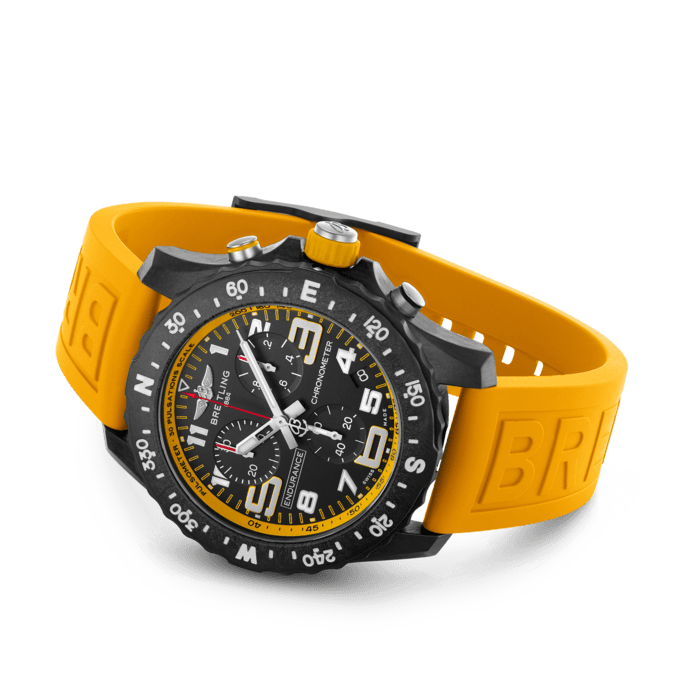 Breitling Endurance Pro Black Dial Yellow Rubber Strap Watch for Men - X82310A41B1S1