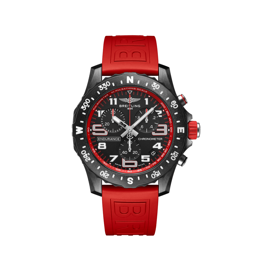 Breitling Endurance Pro Black Dial Red Rubber Strap Watch for Men - X82310D91B1S1