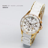 Marc Jacobs Rock Chronograph White Dial White Silicone Strap Watch for Women - MBM2546