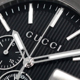 Gucci G Chrono Black Dial Black Leather Strap Watch For Men - YA101205