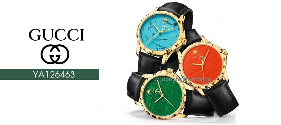 Gucci Le Marche Des Merveilles Quartz Green Dial Black Leather Strap Watch For Women - YA126463