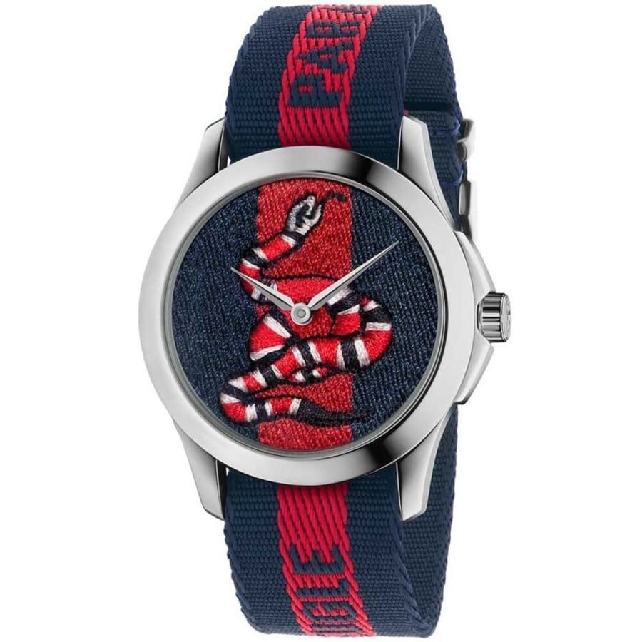Gucci Le Marche Des Merveilles Blue Red Dial Blue Red Nylon Strap Unisex Watch - YA126493