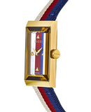 Gucci G-Frame Mother of Pearl Dial White Blue Red Nylon Strap Watch For Women - YA147405