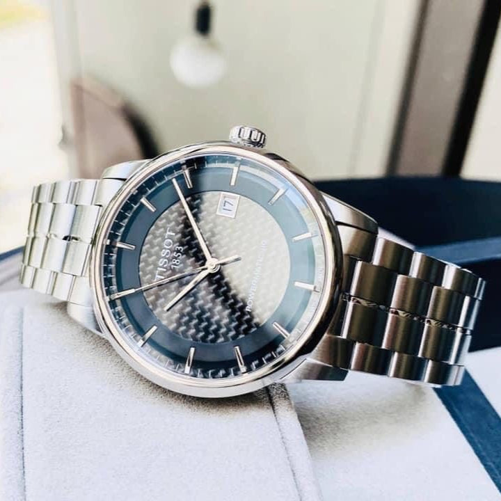 Tissot Luxury Powermatic 80 Black Dial Silver Steel Strap Watch for Men - T086.407.11.201.02