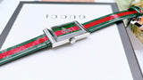 Gucci G Frame Quartz Green & Red Mother of Pearl Dial Multicolor Leather Strap Watch For Women - YA147408