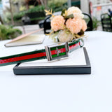 Gucci G Frame Quartz Green & Red Mother of Pearl Dial Multicolor Leather Strap Watch For Women - YA147408